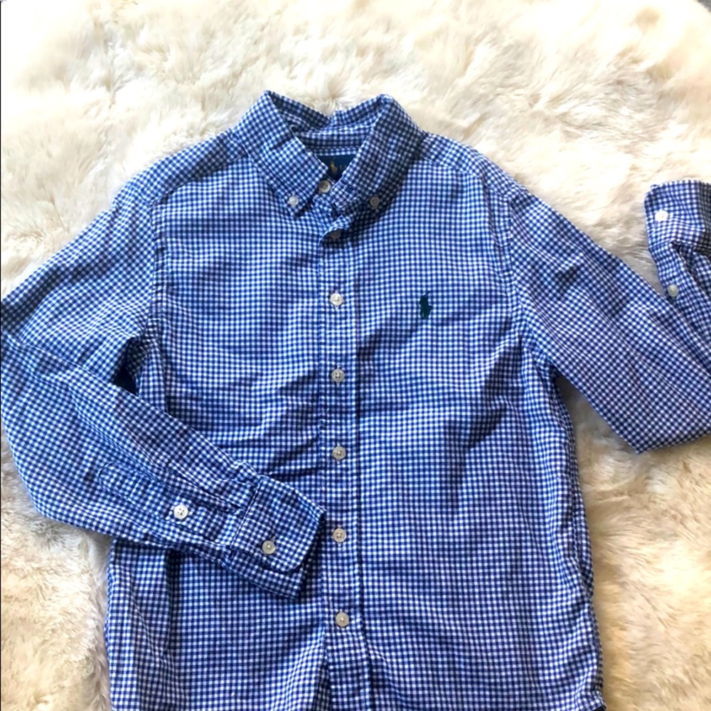 Boys gingham plaid Ralph Lauren button down, Sz 8